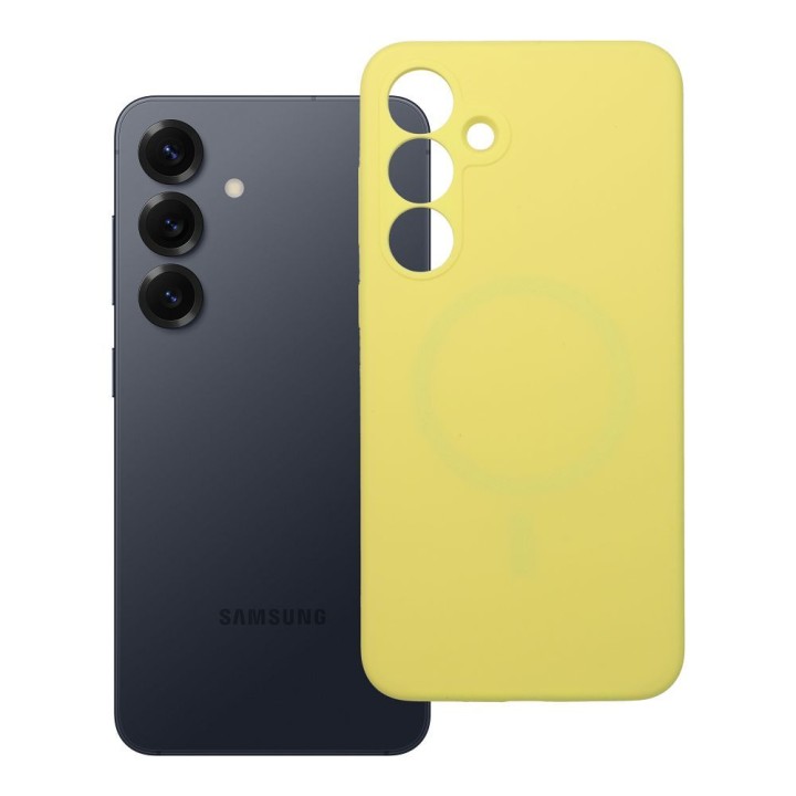 Чохол для Samsung S25 PLUS Silicone 2mm (camera protection) сумісний із MagSafe жовтий