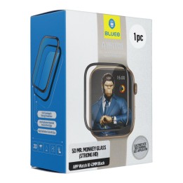 Закаленное стекло 5D для Apple Watch 10/11 42MM Mr. Monkey Glass (Anti-Static Strong HD) черное