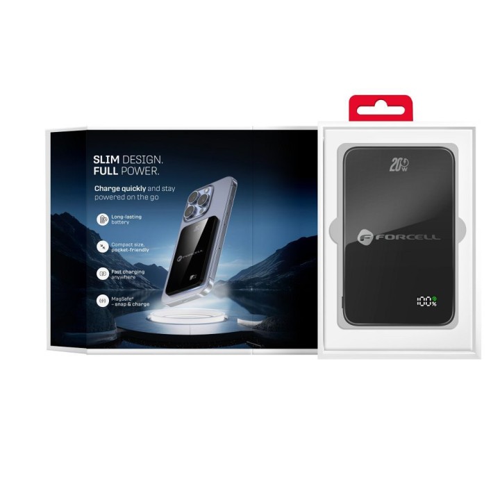 Повербанк совместимый с MagSafe Forcell F-Energy SuperSlim F5K8 QC4.0 PD3.0 15W 5000 mAh черный 0INT