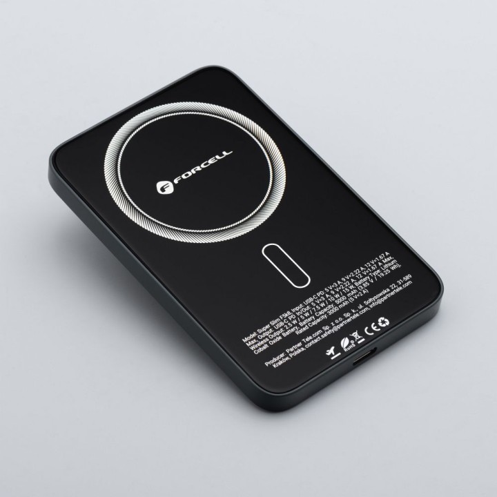 Power bank MagSafe compatible Forcell F-Energy SuperSlim F5K8 QC4.0 PD3.0 15W 5000 mAh black 0INT