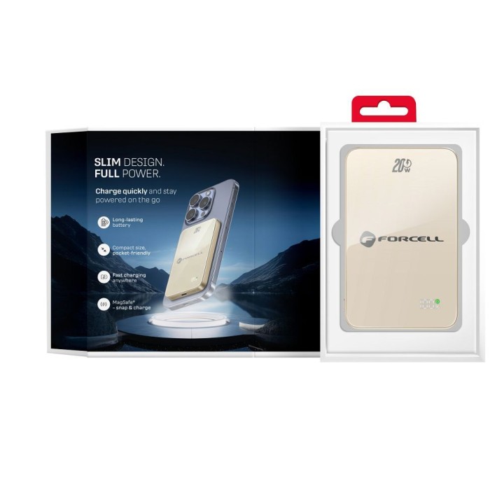 Power bank MagSafe compatible Forcell F-Energy SuperSlim F5K8 QC4.0 PD3.0 15W 5000 mAh titanium desert 0INT