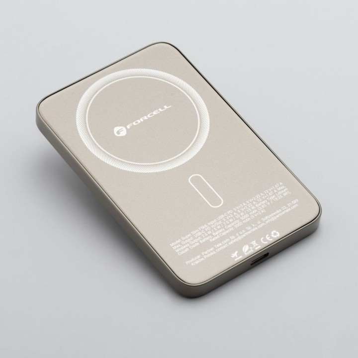 Powerbank zgodny z MagSafe Forcell F-Energy SuperSlim F5K8 QC4.0 PD3.0 15W 5000 mAh tytanowy pustynny 0INT