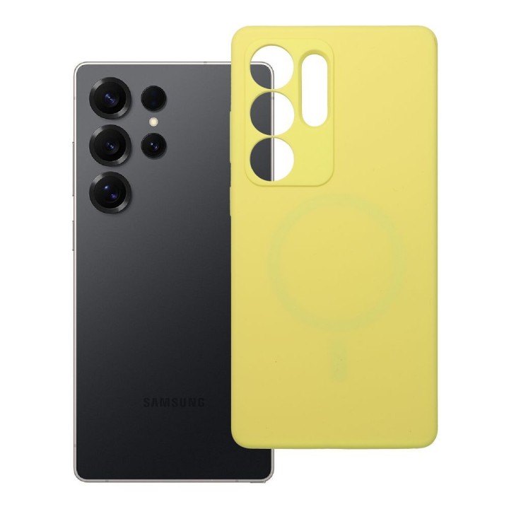 Чехол для Samsung S25 ULTRA Silicone 2mm (camera protection) совместимый с MagSafe желтый