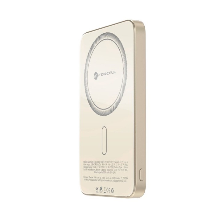 Повербанк совместимый с MagSafe Forcell F-Energy SuperSlim F5K8 QC4.0 PD3.0 15W 5000 mAh титановый пустынный 0INT