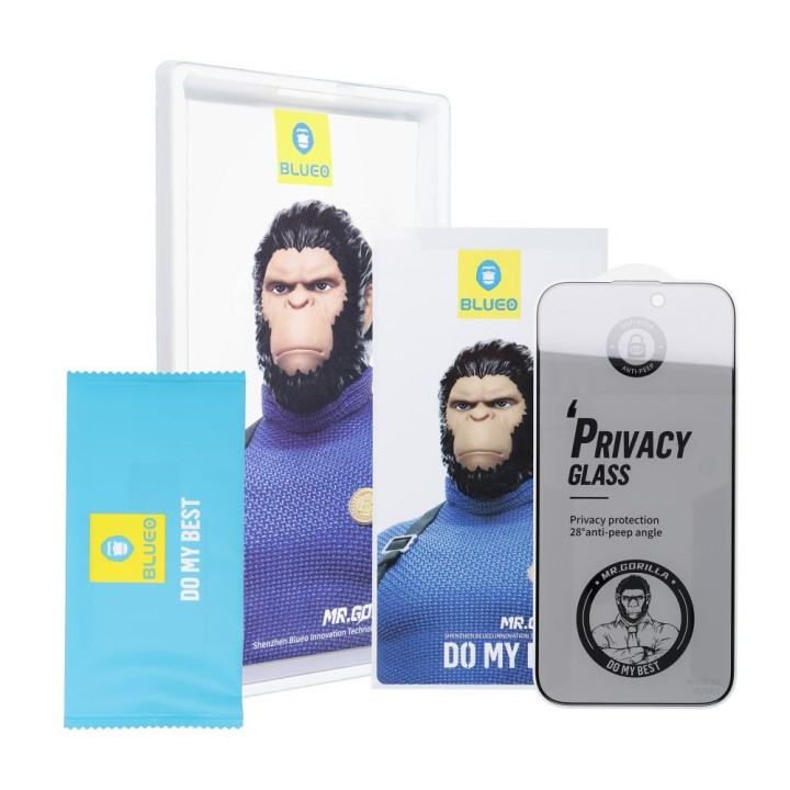 Закаленное стекло 5D для Samsung S25 EDGE Mr. Monkey Glass (Anti-Peep Strong Privacy) черное