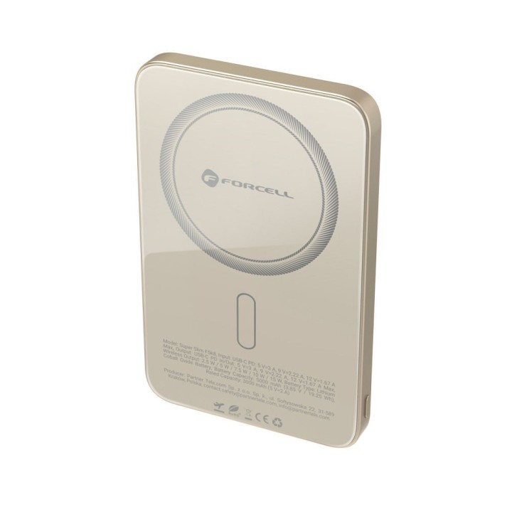 Power bank MagSafe compatible Forcell F-Energy SuperSlim F5K8 QC4.0 PD3.0 15W 5000 mAh titanium desert 0INT