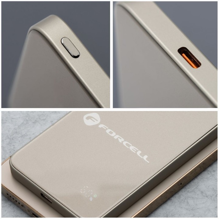 Powerbank zgodny z MagSafe Forcell F-Energy SuperSlim F5K8 QC4.0 PD3.0 15W 5000 mAh tytanowy pustynny 0INT