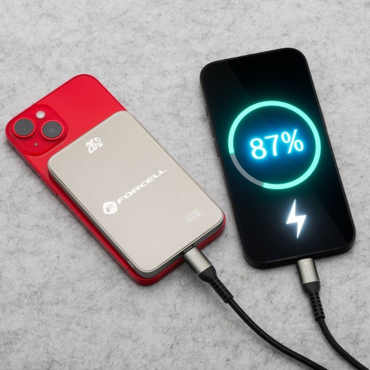 Повербанк совместимый с MagSafe Forcell F-Energy SuperSlim F5K8 QC4.0 PD3.0 15W 5000 mAh титановый пустынный 0INT