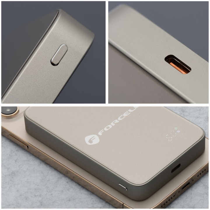 Повербанк сумісний з MagSafe Forcell F-Energy SuperSlim F10K8 QC4.0 PD3.0 15W 10000 mAh титановий пустельний 0INT
