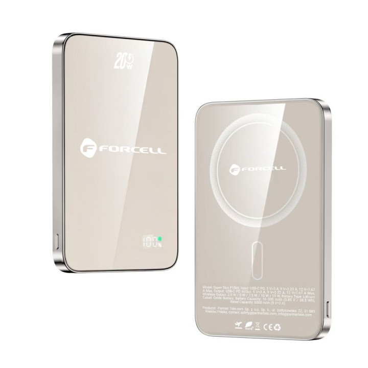 Повербанк совместимый с MagSafe Forcell F-Energy SuperSlim F5K8 QC4.0 PD3.0 15W 5000 mAh титановый пустынный 0INT