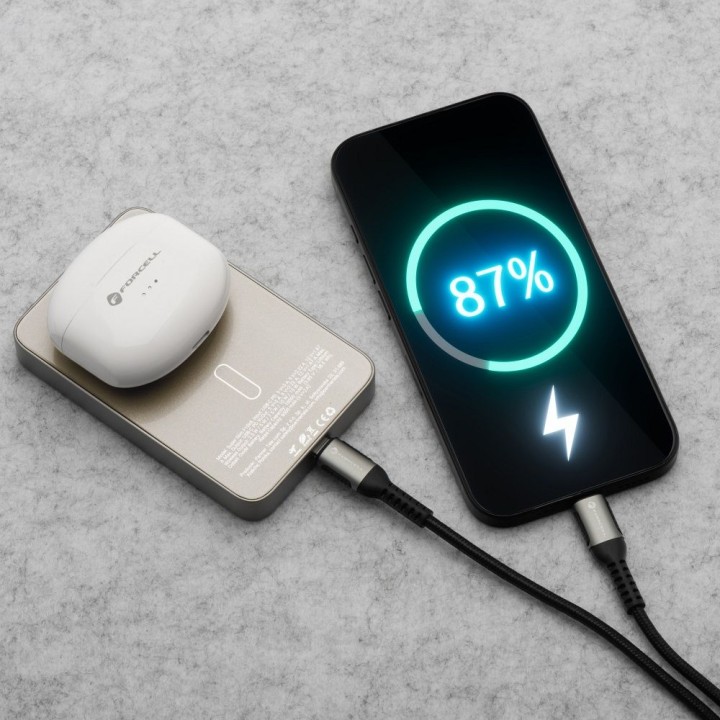 Повербанк сумісний з MagSafe Forcell F-Energy SuperSlim F10K8 QC4.0 PD3.0 15W 10000 mAh титановий пустельний 0INT