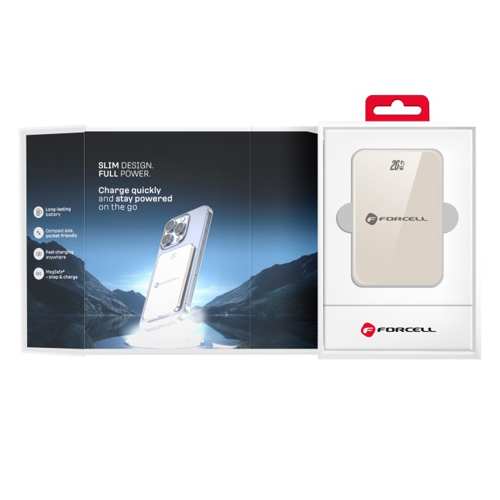 Повербанк сумісний з MagSafe Forcell F-Energy SuperSlim F10K8 QC4.0 PD3.0 15W 10000 mAh титановий пустельний 0INT