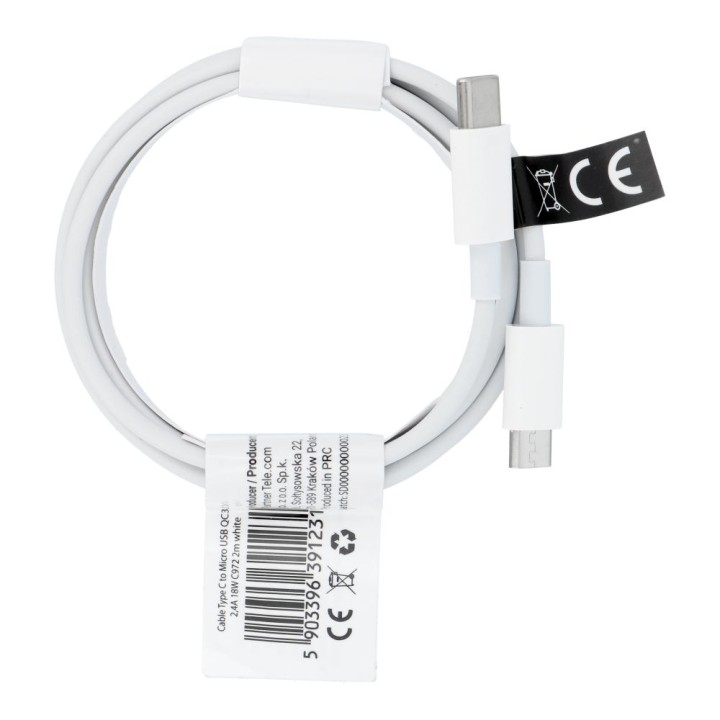 Кабель USB C — Micro USB QC3.0 2,4A 18W C972 2 m белый