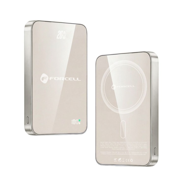 Повербанк сумісний з MagSafe Forcell F-Energy SuperSlim F10K8 QC4.0 PD3.0 15W 10000 mAh титановий пустельний 0INT