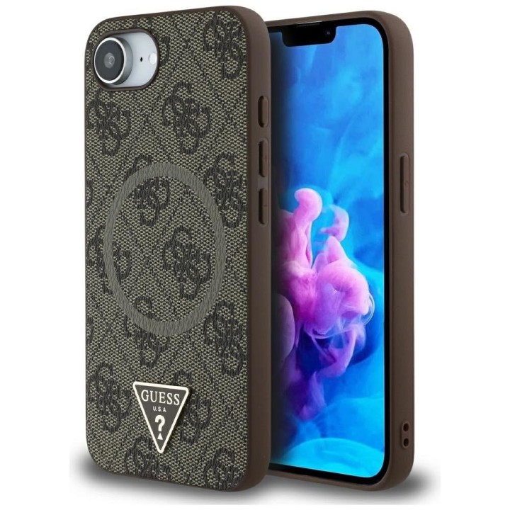 GUESS чохол для IPHONE 16e (SE 4 2025) сумісний із MagSafe GUHMPSE4P4TDPW (PU 4G RingTriangle Logo) коричневий