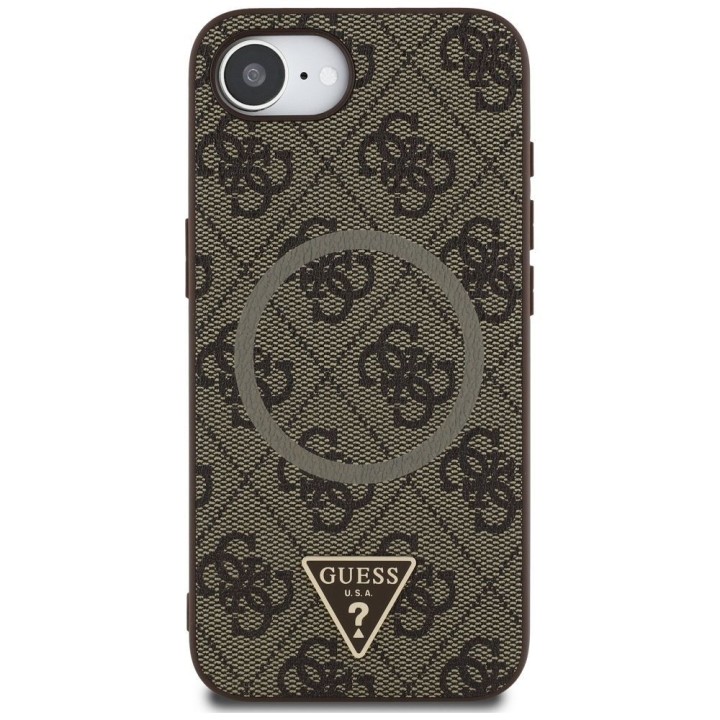 GUESS case for IPHONE 16e (SE 4 2025) compatible with Magsafe GUHMPSE4P4TDPW (PU 4G RingTriangle Logo) brown