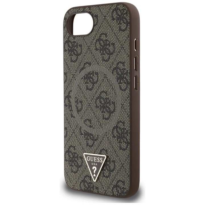 GUESS futerał do IPHONE 16e (SE 4 2025) kompatybilny z MagSafe GUHMPSE4P4TDPW (PU 4G RingTriangle Logo) brązowy