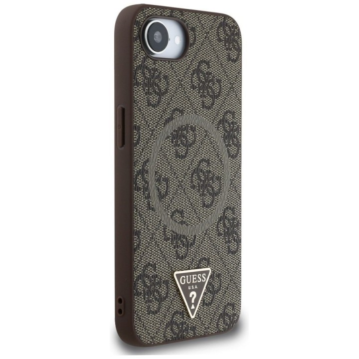 GUESS case for IPHONE 16e (SE 4 2025) compatible with Magsafe GUHMPSE4P4TDPW (PU 4G RingTriangle Logo) brown