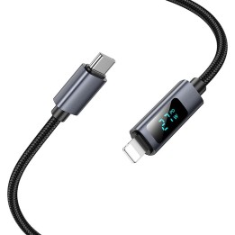 USB-C to Lightning cable Hoco PD 27W with display 1 m X112 black