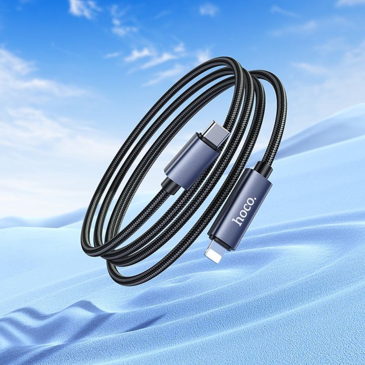 USB-C to Lightning cable Hoco PD 27W with display 1 m X112 black