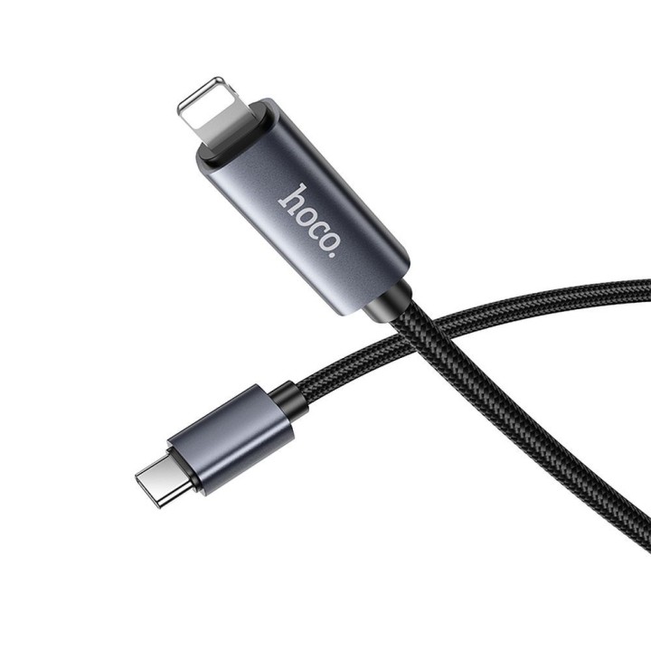 Cable USB C to Lightning Hoco PD 27W with display 1 m X112 black