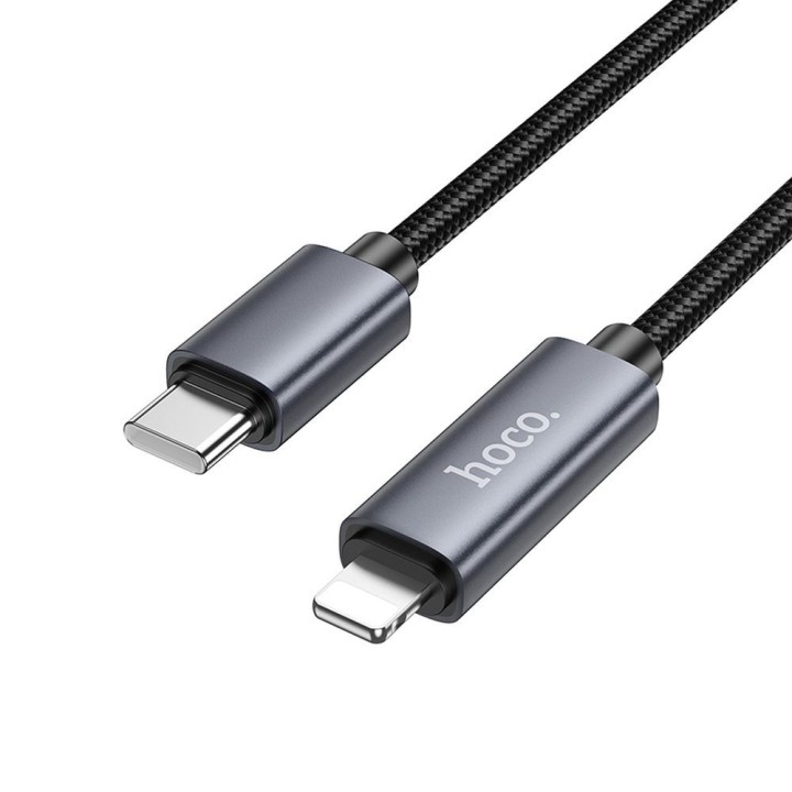 USB-C to Lightning cable Hoco PD 27W with display 1 m X112 black