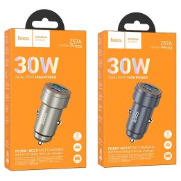Ładowarka samochodowa Hoco USB A + USB C QC3.0 PD 3A 30W Z57A szara