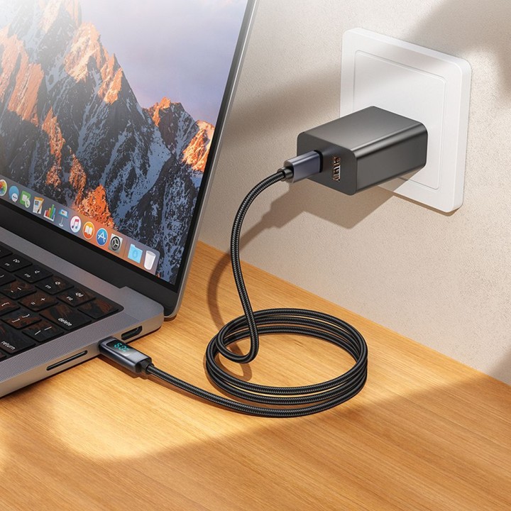 Кабель USB C — USB C Hoco 3A 60W с дисплеем 1 m X112 черный