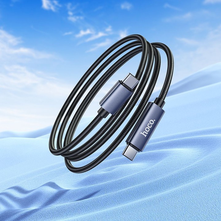 Кабель USB C — USB C Hoco 3A 60W з дисплеєм 1 m X112 чорний