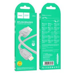 Кабель USB A — Lightning Hoco 2,4A 1 m X113 сірий