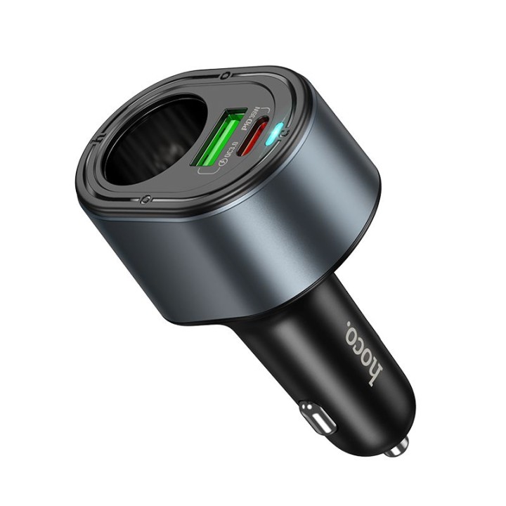 Car charger Hoco USB A + USB C + gniazdo lighter PD QC3.0 3A 35W Z56 black