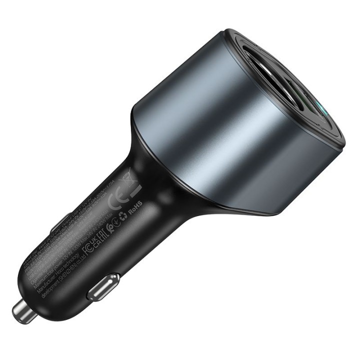 Car charger Hoco USB A + USB C + gniazdo lighter PD QC3.0 3A 35W Z56 black