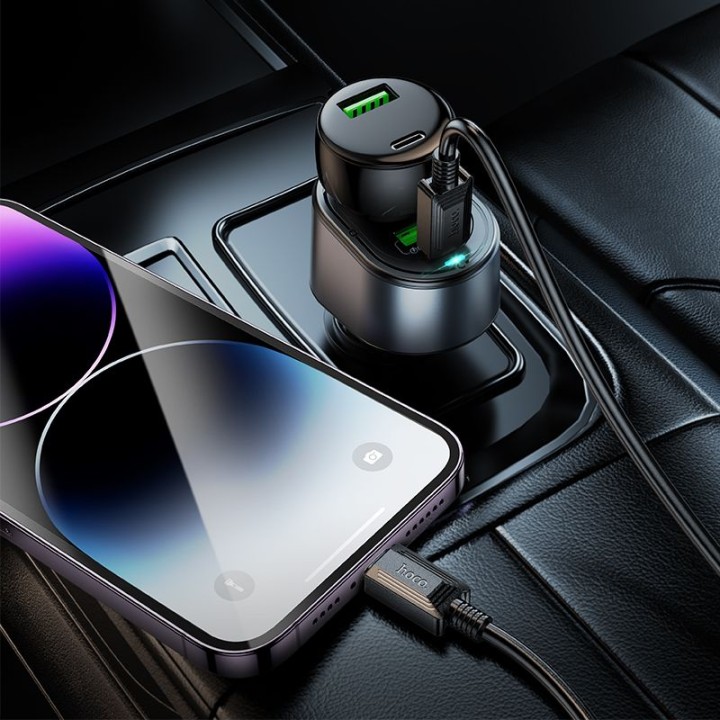 Car charger Hoco USB A + USB C + cigarette lighter socket PD QC3.0 3A 35W Z56 black