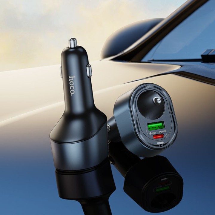 Car charger Hoco USB A + USB C + cigarette lighter socket PD QC3.0 3A 35W Z56 black