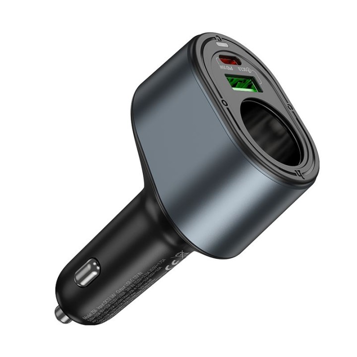 Car charger Hoco USB A + USB C + gniazdo lighter PD QC3.0 3A 35W Z56 black