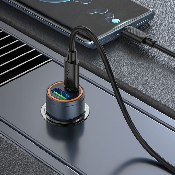 Car charger Hoco USB A + USB C QC3.0 PD 3A 30W Z57A grey