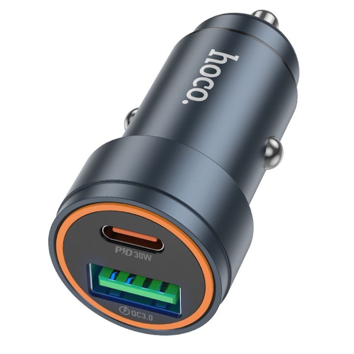 Автомобильное зарядное устройство Hoco USB A + USB C QC3.0 PD 3A 30W Z57A серое