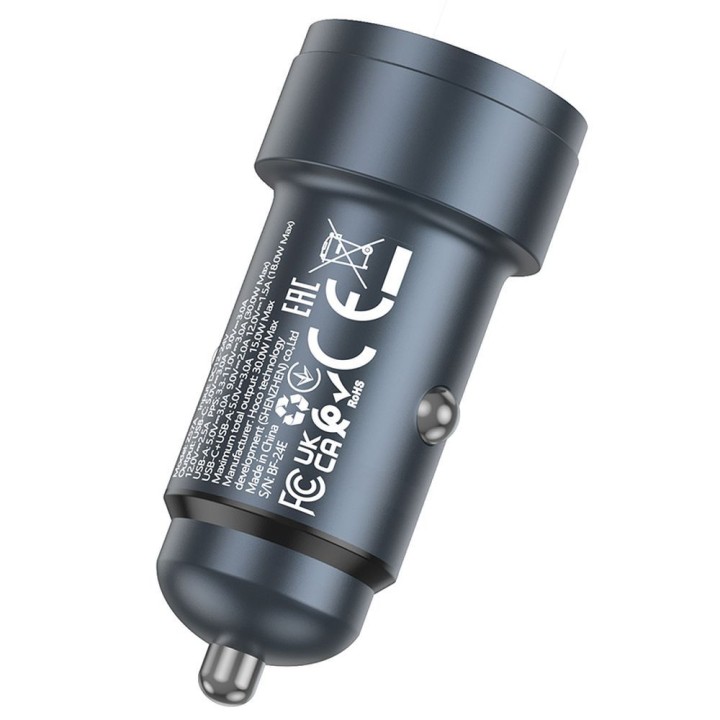 Car charger Hoco USB A + USB C QC3.0 PD 3A 30W Z57A grey