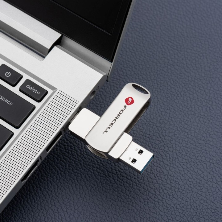 USB flash drive 16GB USB 3.2 Gen 1 (USB A / USB C) Forcell F-Data Metal Duo silver