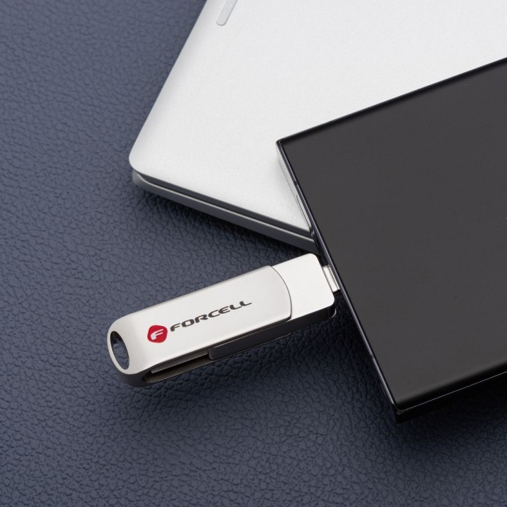 Флешка 32GB USB 3.2 Gen 1 (USB A) Forcell F-Data Metal серебристая