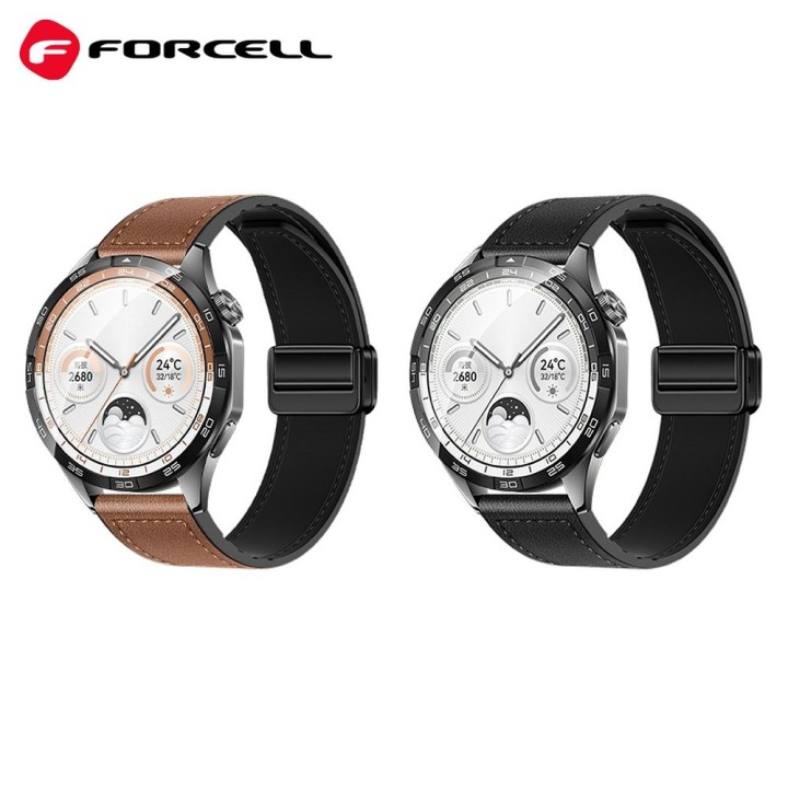 Strap for Samsung Galaxy Watch Forcell F-Design FS20 magnetic eco-leather 20 mm brown