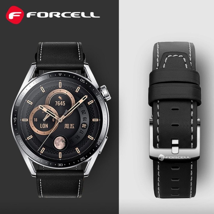 Strap for Samsung Galaxy Watch Forcell F-Design FS21 with holes, eco-leather 20 mm black