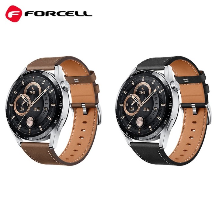 Strap for Samsung Galaxy Watch Forcell F-Design FS21 with holes, eco-leather 22 mm black