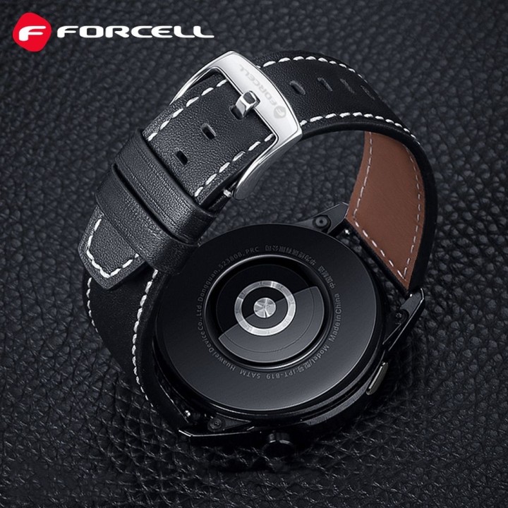 Strap for Samsung Galaxy Watch Forcell F-Design FS21 with holes, eco-leather 22 mm black
