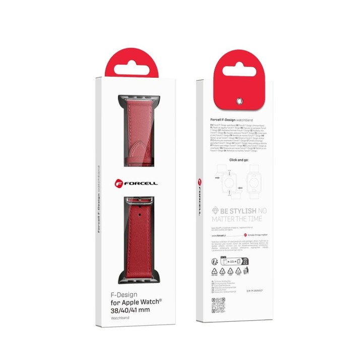 Strap for Apple Watch Forcell F-Design FA20 with holes, eco-leather 38 / 40 / 41 mm red