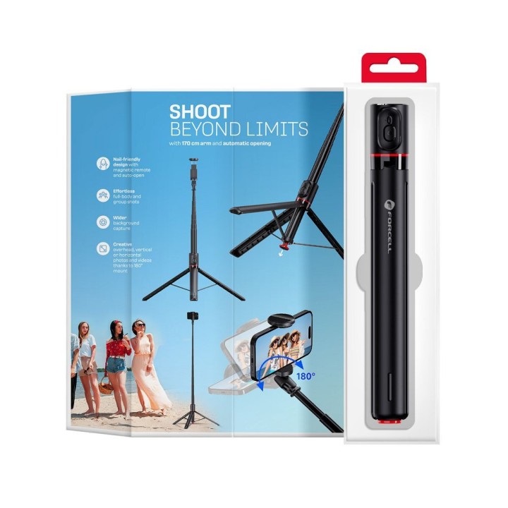 Selfie stick Forcell F-Grip F170XL tripod автоматический с пультом беспроводным черный