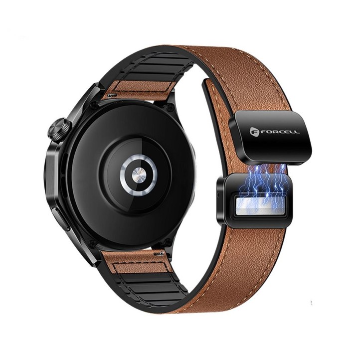 Strap for Samsung Galaxy Watch Forcell F-Design FS20 magnetic, faux leather 22 mm brown