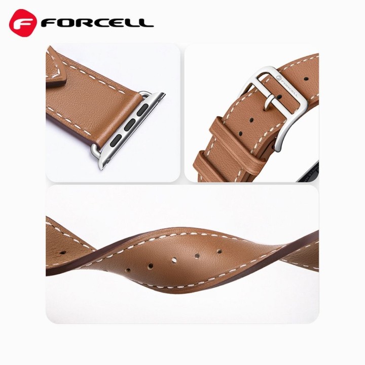 Strap for Apple Watch Forcell F-Design FA20 with holes, eco-leather 42 / 44 / 45 / 49 mm brown