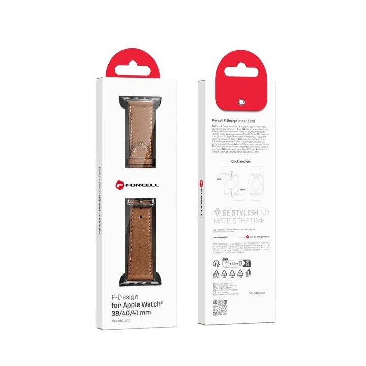 Strap for Apple Watch Forcell F-Design FA20 with holes, eco-leather 38 / 40 / 41 mm brown