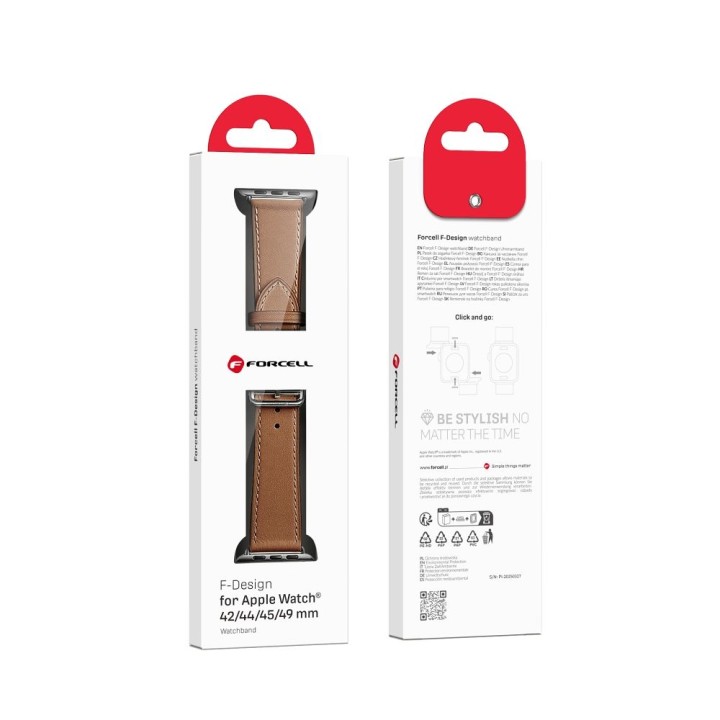 Strap for Apple Watch Forcell F-Design FA20 holes eco-leather 42 / 44 / 45 / 49 mm brown